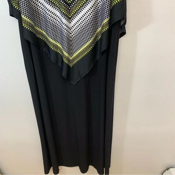Soho Maxi Dress 2X Overlay Strappy  Black Green Print  Stretch Knit - Picture 3 of 8